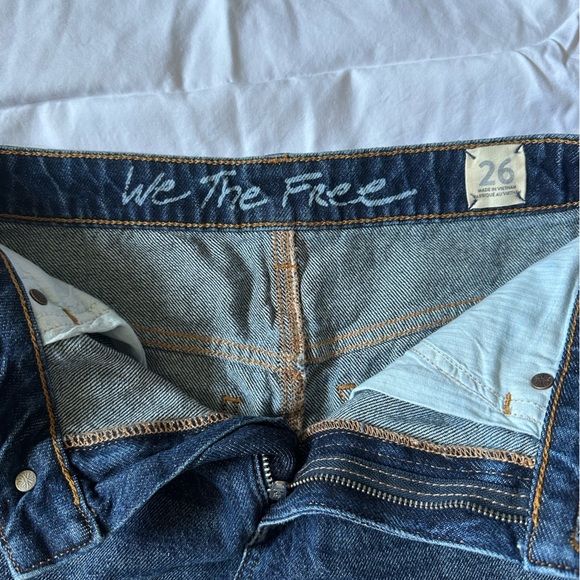 Free People Bailey Frayed Edge Mini Denim Skirt in Dark Wash - Picture 3 of 4